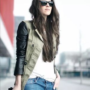 Zara Jackets & Coats - ZARA Safari Military Jacket w/ 100% Leather Sleeve Zara Jackets & Coats - ZARA Safari Military Jacket w/ 100% Leather Sleeve